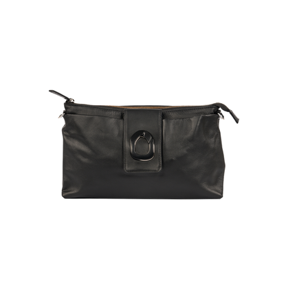 Midnight Grace Black Leather Clutch