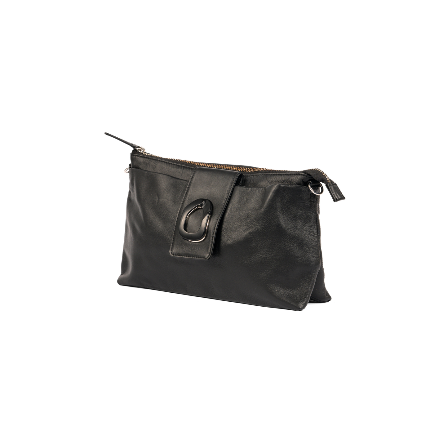 Midnight Grace Black Leather Clutch