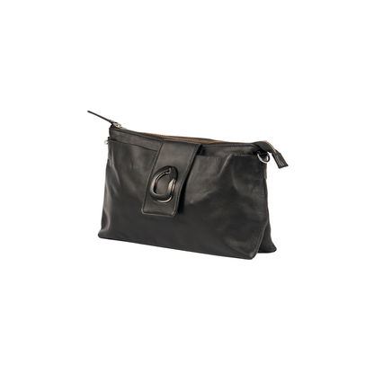Midnight Grace Black Leather Clutch