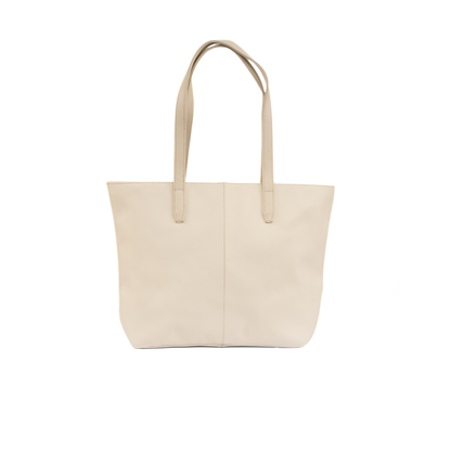 Aura Classic Tote Leather Bag - Off White