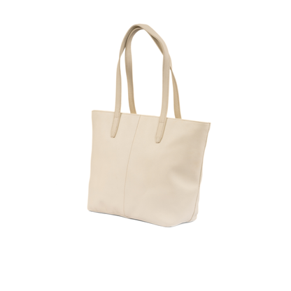 Aura Classic Tote Leather Bag - Off White