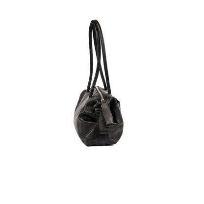 Black Pearl Leather Handbag