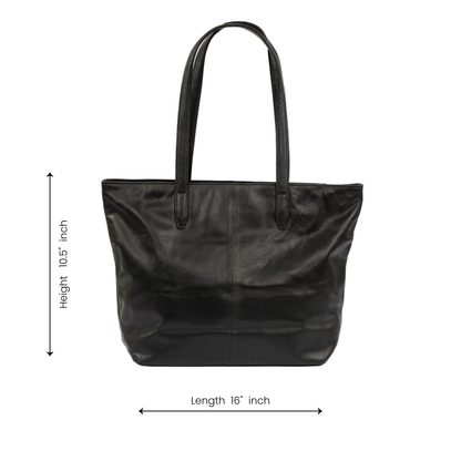 Aura Classic Tote Leather Bag - Black