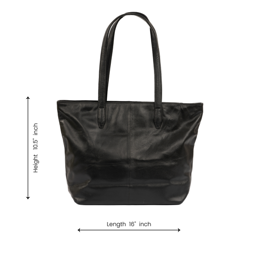 Aura Classic Tote Leather Bag - Black