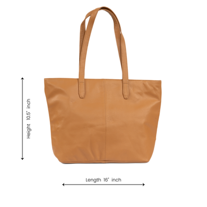 Aura Classic Tote Leather Bag - Brown