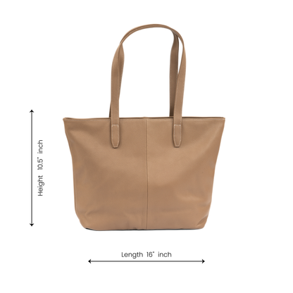 Aura Classic Tote Leather Bag - Grey