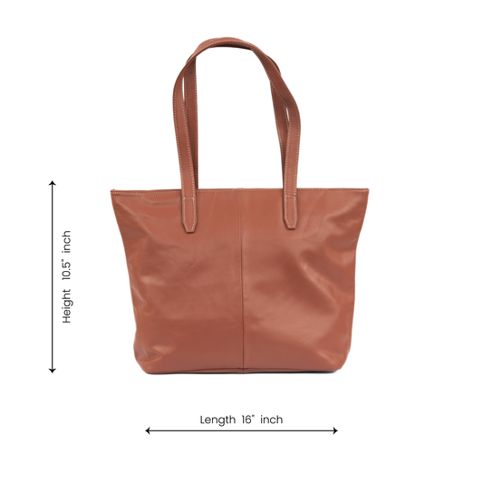 Aura Classic Tote Leather Bag - Maroon