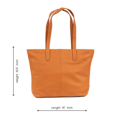 Aura Classic Tote Leather Bag - Orange