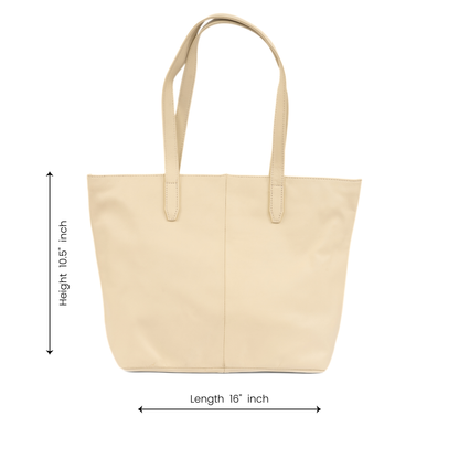 Aura Classic Tote Leather Bag - White