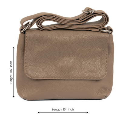 City Walk Shoulder Leather Bag - Grey