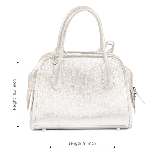 OPHELIA Leather Handbag - Silver