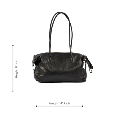 Black Pearl Leather Handbag